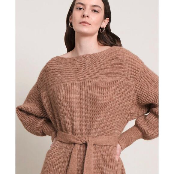 Eleven Six Camel Beth Cut Out Sweater Midi Dress Alpaca XS/S - Picture 7 of 9
